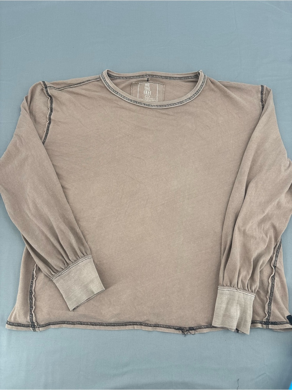 We The Free Washed Taupe Long Sleeve Tee - 100% Cotton